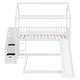 preview thumbnail 14 of 18, White Twin Over Twin Pine House Bunk Bed with Drawers and Slide