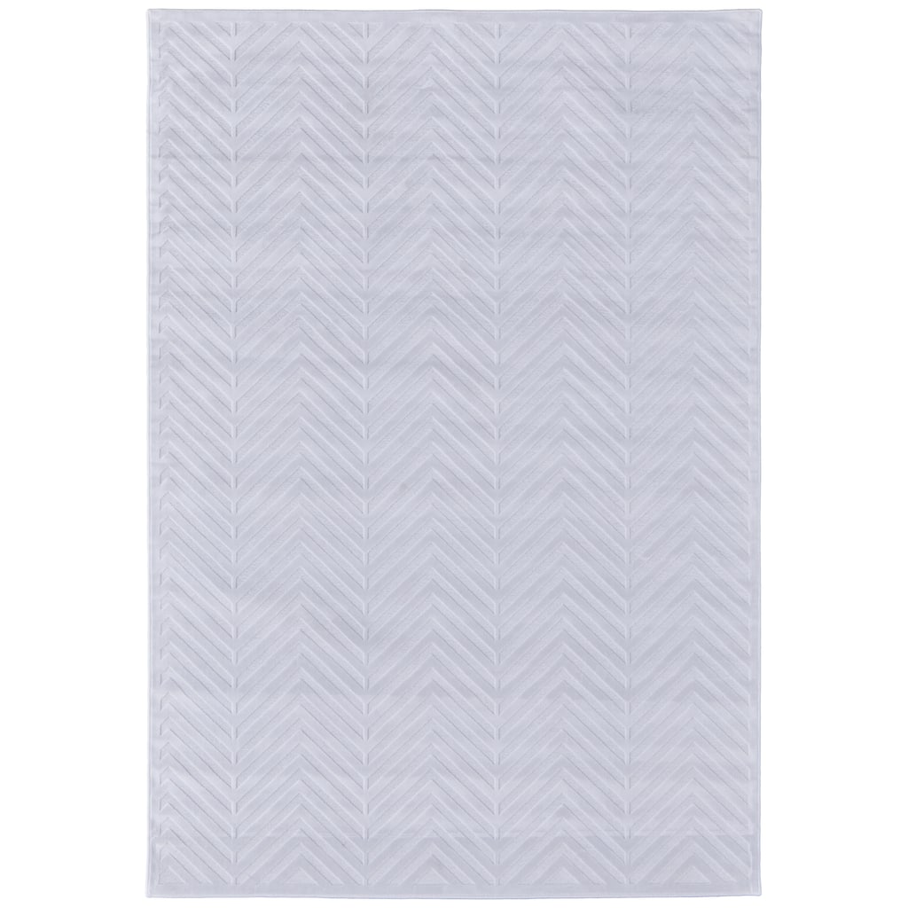 Qazi Lustrous Textured Chevron Rug, White/White, Area Rug
