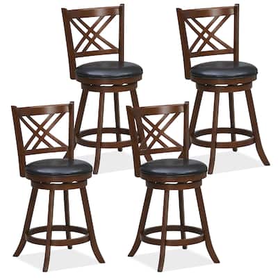 Gymax Swivel Barstools Set of 4 24'' Counter Height Bar Chairs with