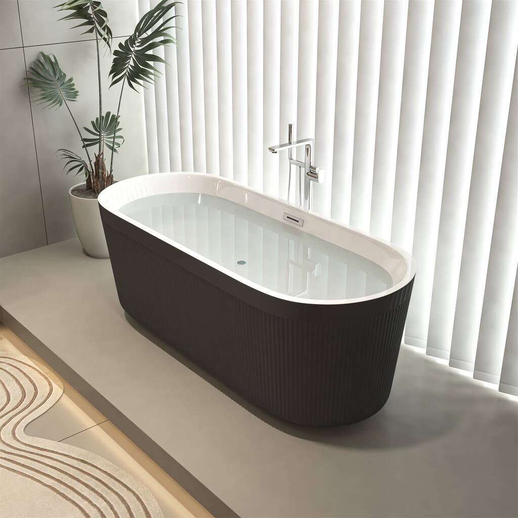 67" Acrylic Freestanding Bathtub with Pop-Up Drain