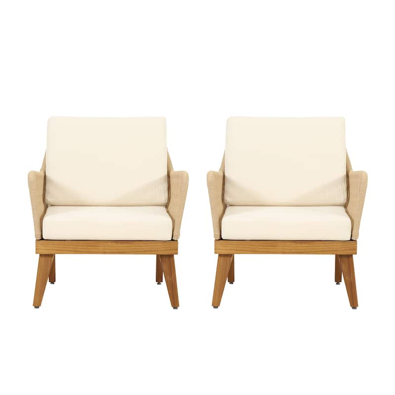 Annisa Outdoor Acacia Wood Club Chair (Set of 2) by Christopher Knight Home