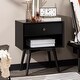preview thumbnail 28 of 51, Middlebrook Mid-Century Solid Wood 1-Drawer, 1 Shelf Nightstand Black