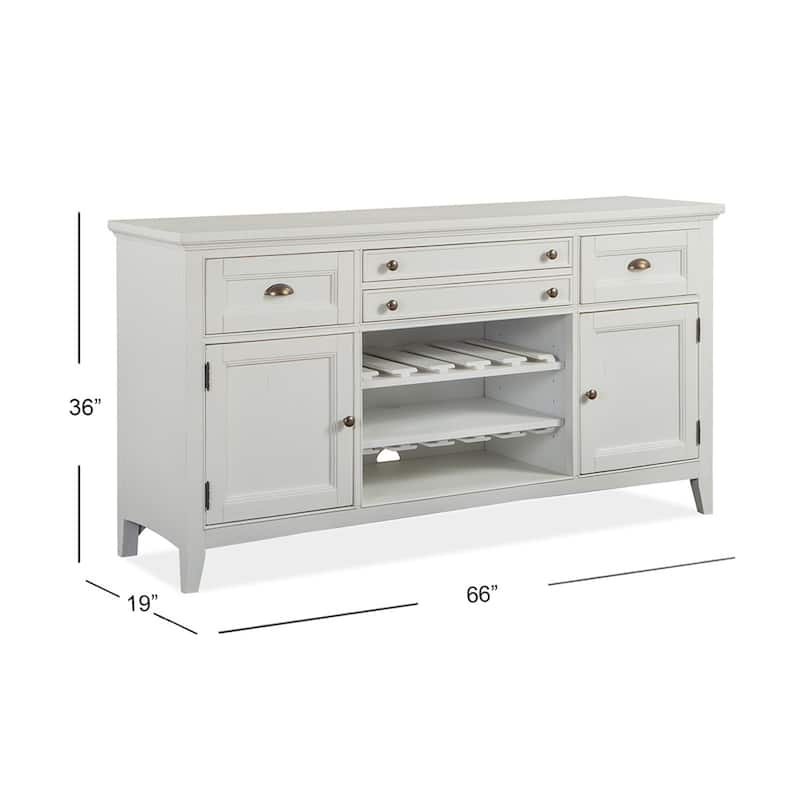 Magnussen Home Heron Cove Chalk White And Dovetail Grey Buffet - 66''W x 19''D x 36''H