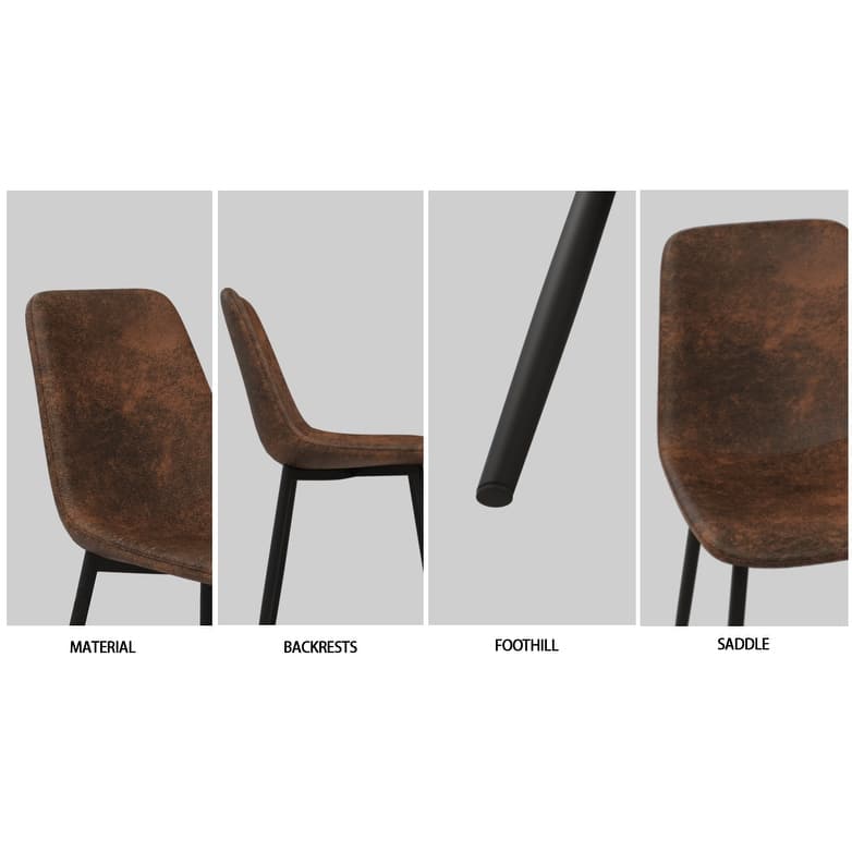 Modern 5-Piece Dining Set with Light Wood Rectangular Metal Base Table & 4 Square Corner Suede Chairs