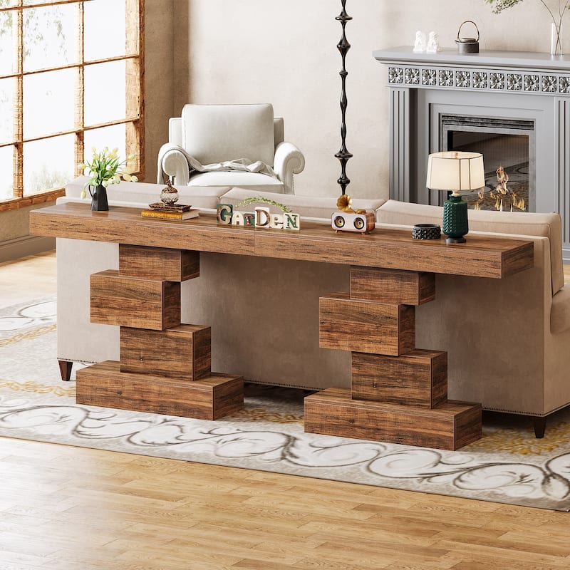 42 Inches Industrial Wood Console Table for Living Room Entryway - 11.8"D x 42.5"W x 31.5"H