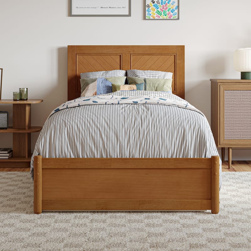 Clayton Platform Bed with Panel Footboard and Twin XL Trundle