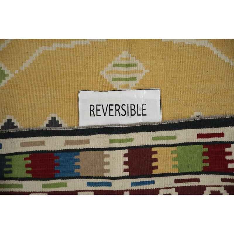 Hand Woven Oriental 100% Wool Carpet Southwestern Geometric Multi-Colored Kilim Area Rug - 10' 3'' X 6' 11''