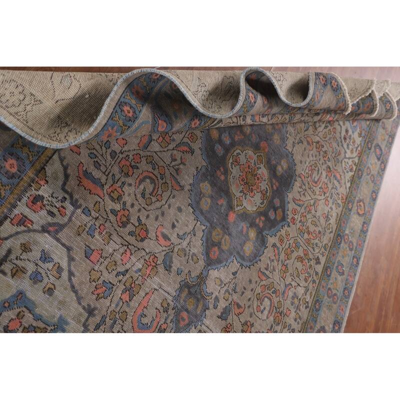 Distressed Over-Dyed Tabriz Persian Vintage Rug Handmade Wool Carpet - 6'9"x 9'6"