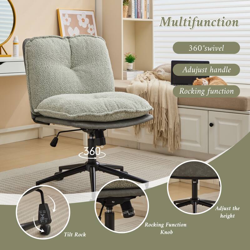 Oversize Seat Cirss Cross Chair with Wheels, Elegant Design Computer Chair, Adjustable Height 360° Rolling Swivel Chair