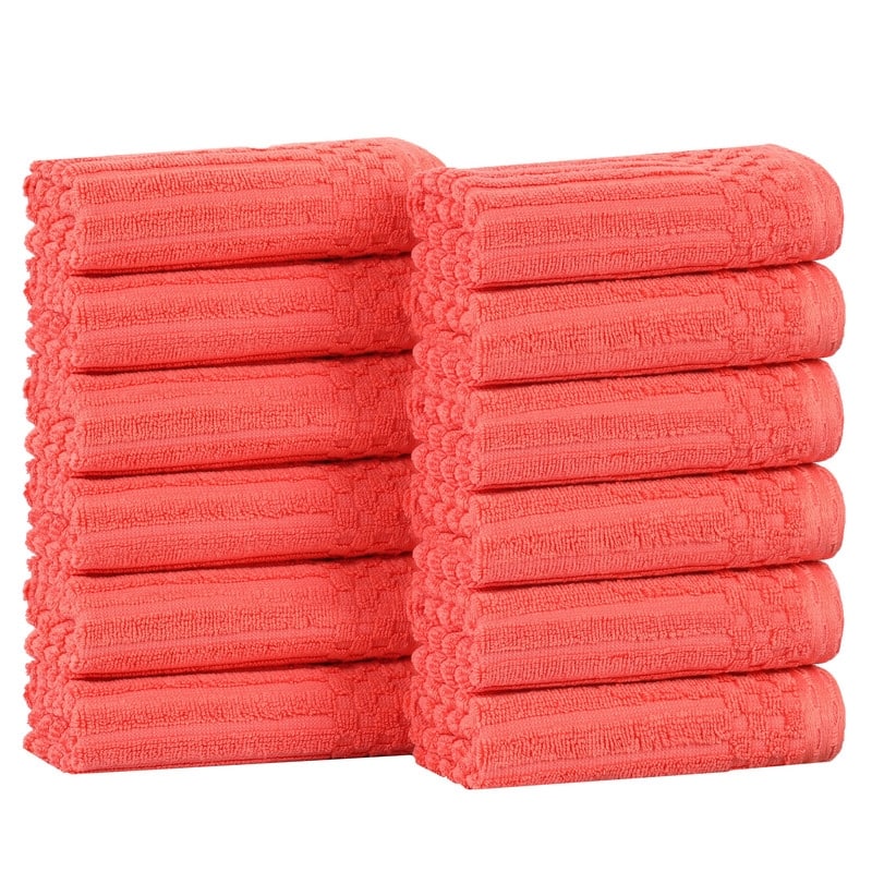 Superior Soho Ribbed Cotton Face Towel/Washcloth Set of 12