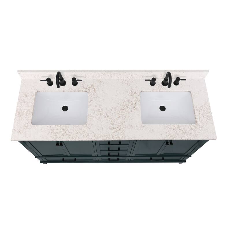 Avanity Quartz Vanity Top with Rectangular Undermount Sinks
