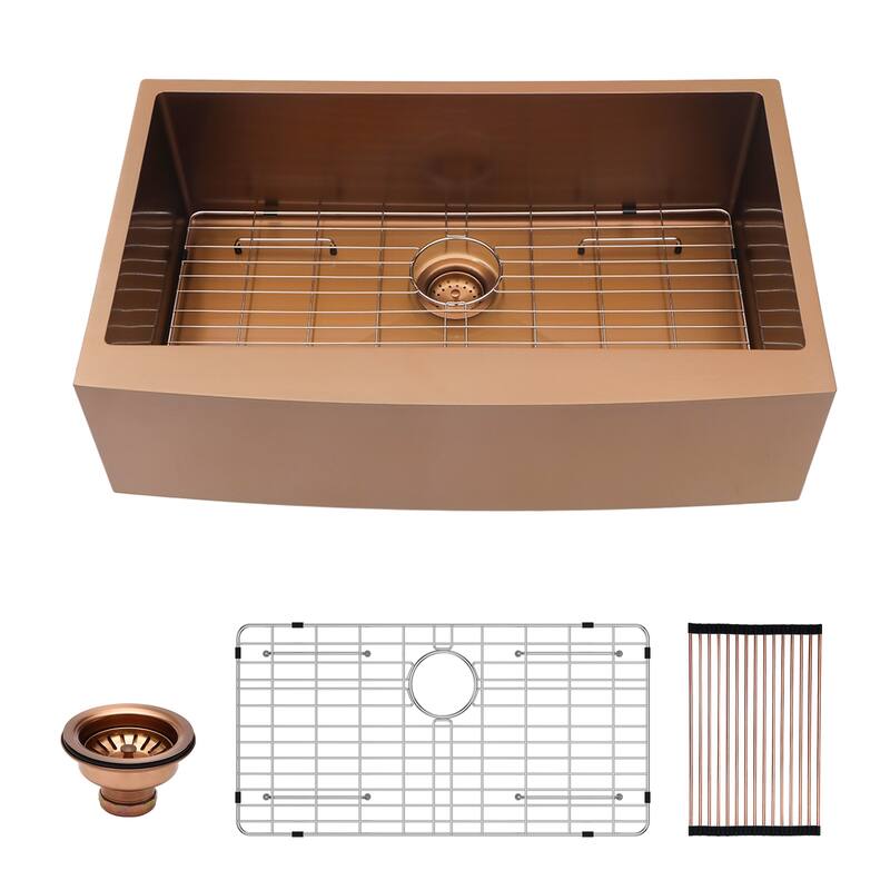 36 Rose Gold Farmhouse Sink - 36*21*10 Inch Kitchen Sink Stainless Steel 16 gauge Apron Front Kitchen Sink