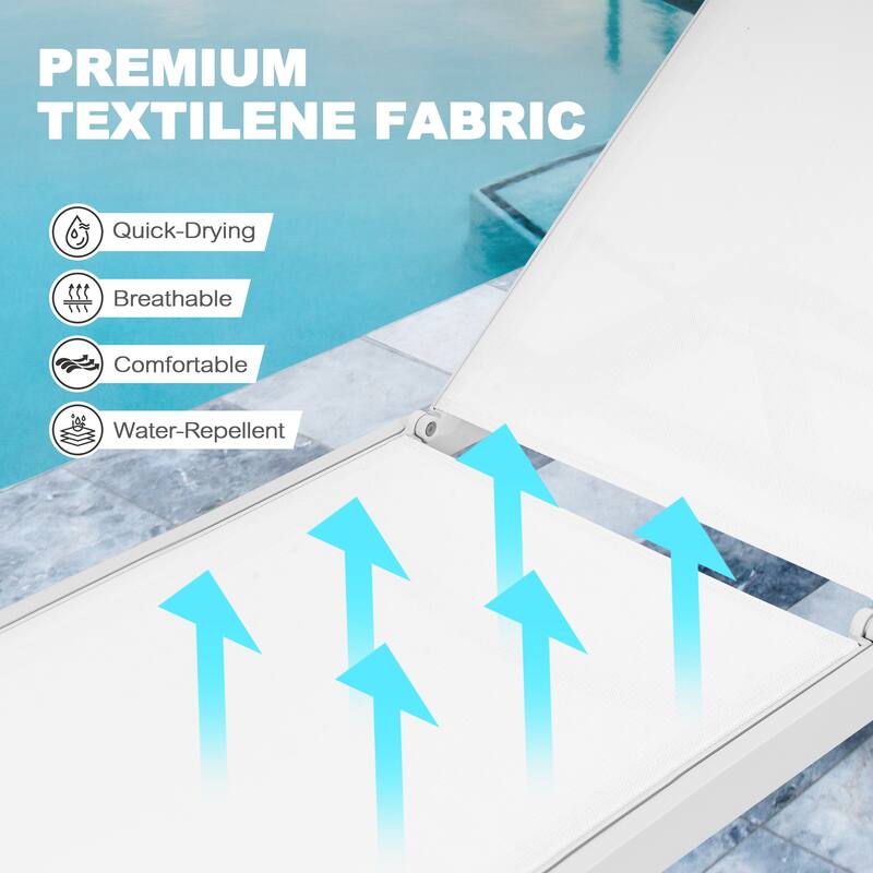 Outdoor Aluminum Chaise Lounge Chair with 6 Adjustable Backrest