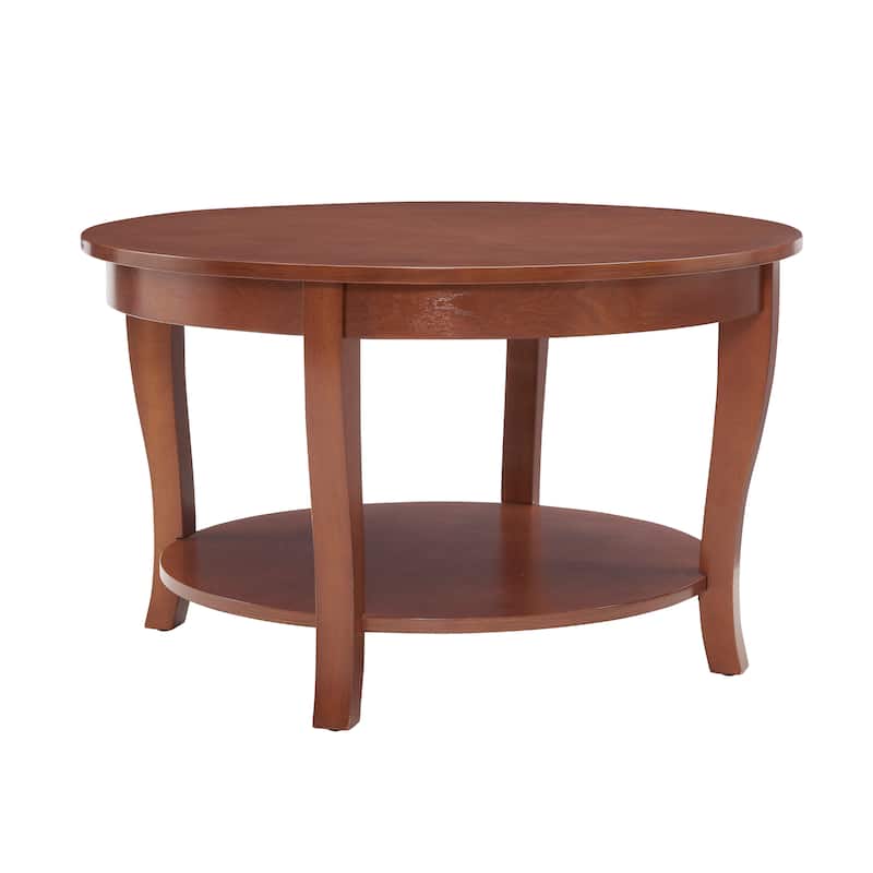Traditional Round Coffee Table with Open Storage Shelf, Accent Table End Table Side Table Sofa Table