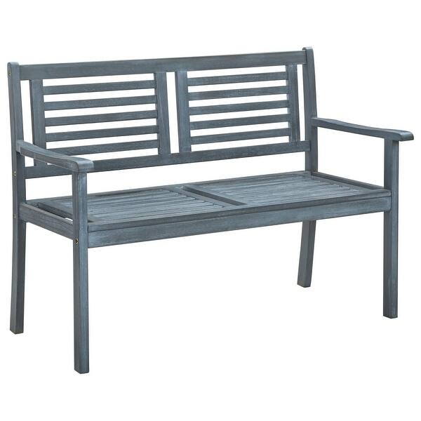 slide 2 of 7, vidaXL 2-Seater Patio Bench 47.2" Gray Solid Eucalyptus Wood