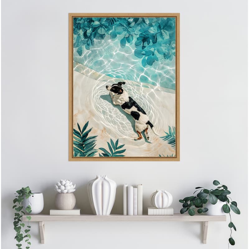 Dogs Life Swimming by Justyna Jaszke Framed Canvas Wall Art