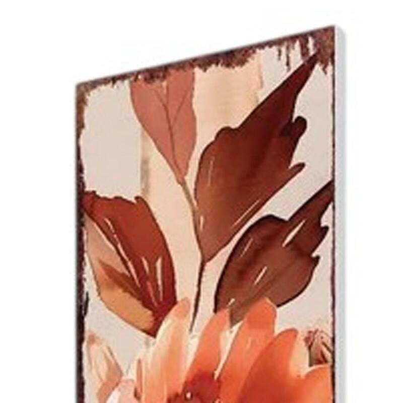 HomeRoots 42" White Orange And Brown Solid Wood Floral Bouquet Garden Stake