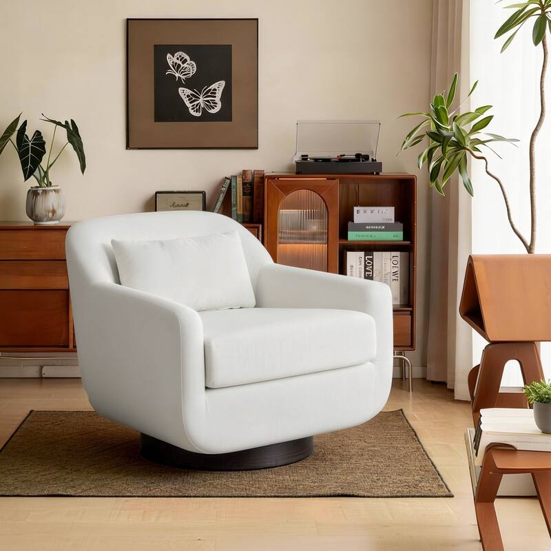 Modern Chenille Swivel Accent Chairs With Pillow