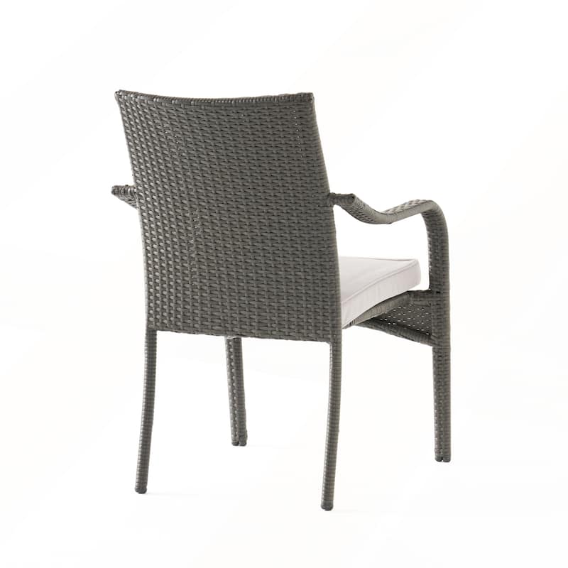 Outdoor PE Rattan Stacking Chair with Iron Frame Set of 4
