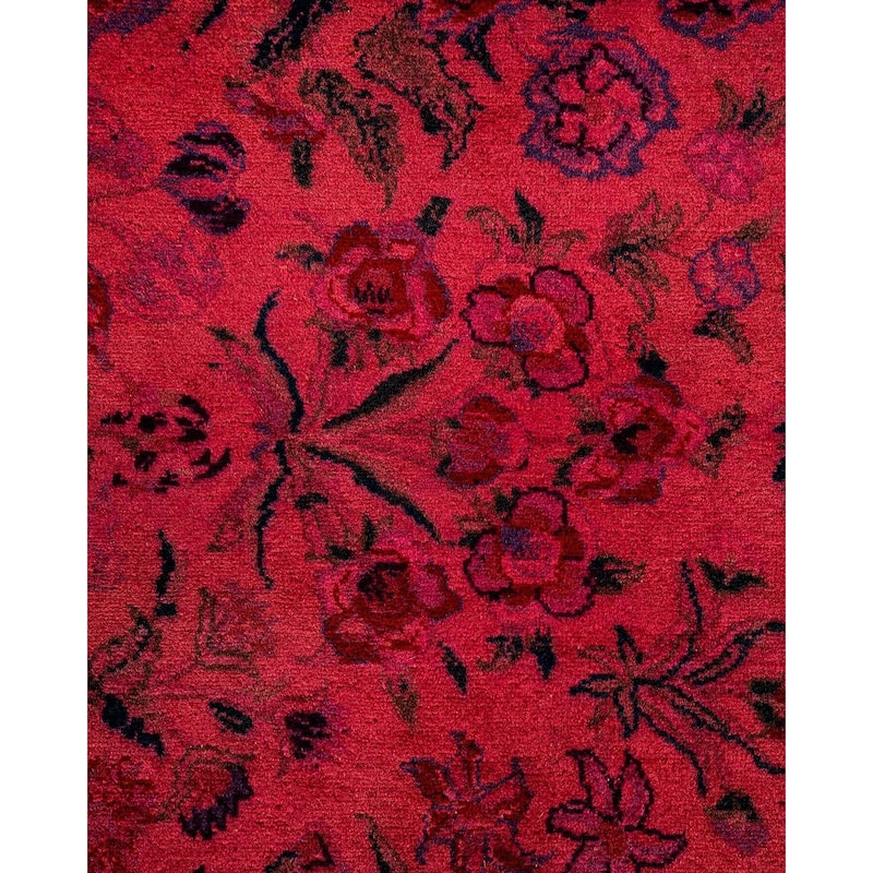 Overton Hand Knotted Wool Vintage Inspired Modern Contemporary Overdyed Pink Area Rug - 9' 2" x 12' 0"