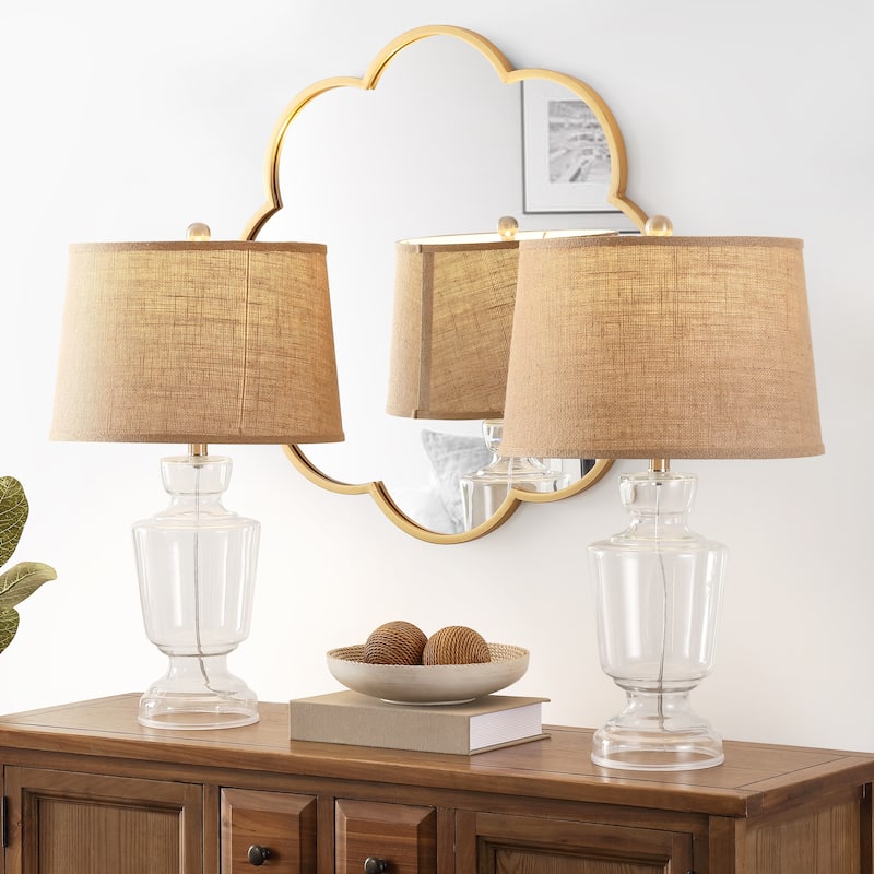 SAFAVIEH Lighting Emiliyana 24-inch Glass Table Lamp (Set of 2) - 14" x 14" x 24" - 14Wx14Dx24H