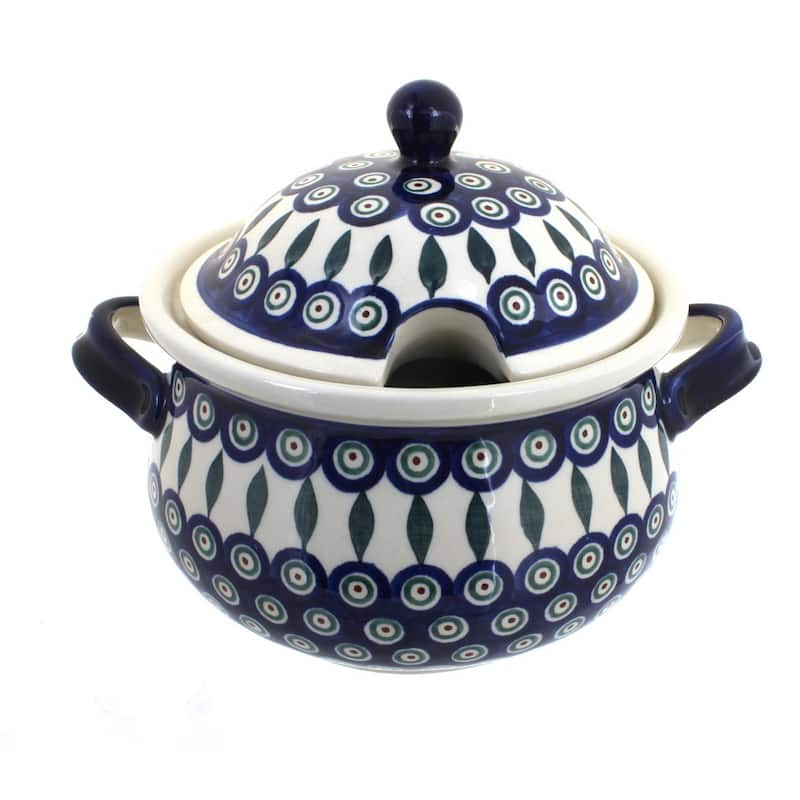 Blue Rose Polish Pottery 1004 Zaklady Soup Tureen - Peacock