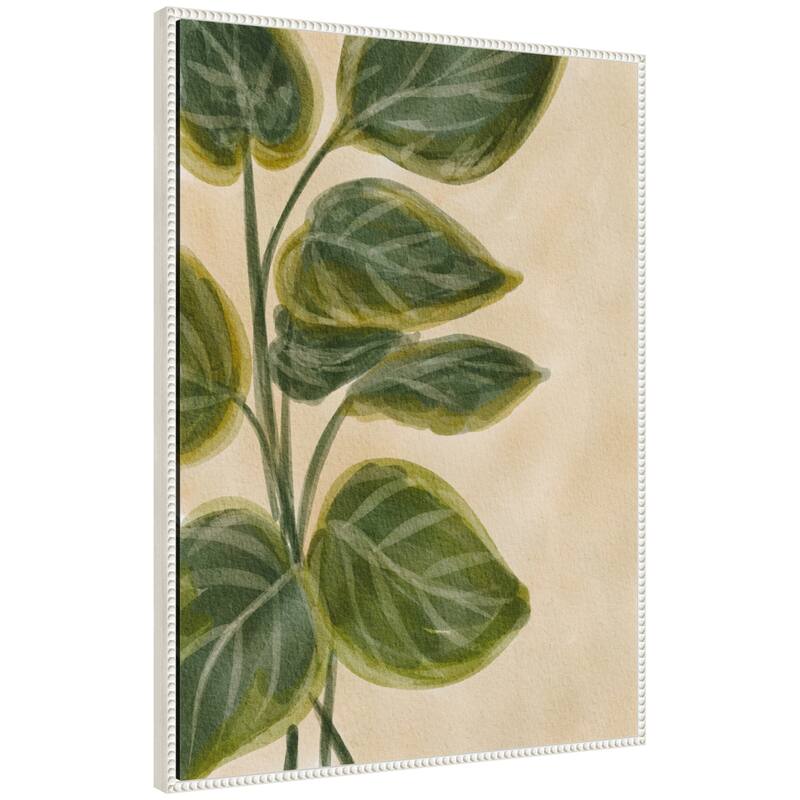 Kate and Laurel Sylvie Green Foliage Framed Canvas by Nikita Jariwala - 28x38 - White