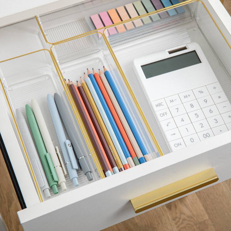 Flash Furniture BE-PB9085-G-5-MS Kerry 2" Tall Office Organizer Set - Clear / Gold