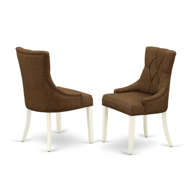 East West Furniture Dining Set Contains a Rectangle Dining Room Table and Linen Fabric Chairs, (Pieces & Finish Options)