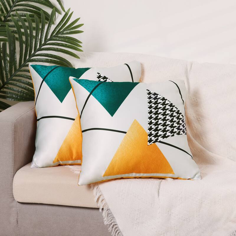 2 Pcs Patterned Flower Decorative Pillow Covers Satin Pillow Protector for Home - Multicolor-4 - 16 x 16 Inch