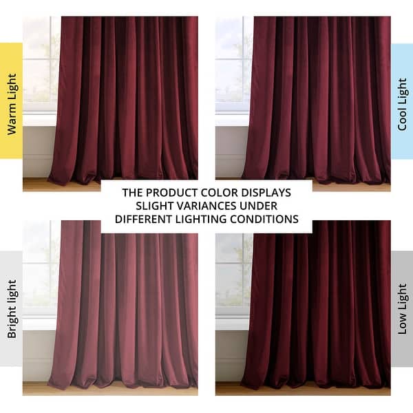 dimension image slide 1 of 2, Exclusive Fabrics Signature Pleated Blackout Velvet Curtain (1 Panel)