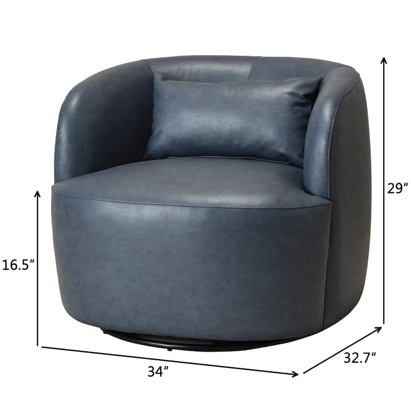 KINWELL 2-Piece Faux Leather Living Room Sets - 1 Swivel Accent Chair & 1 Ottoman Footrest