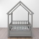 preview thumbnail 27 of 35, Wooden Floor Bed with House Roof Frame and Guardrails