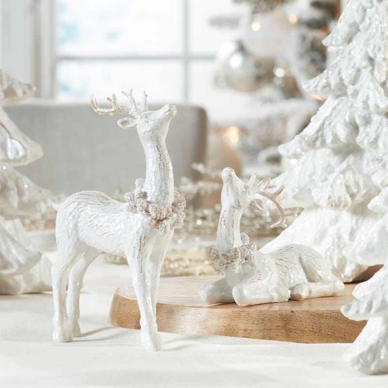 Deer (Set of 4) 3.25"H, 7"H Resin - White