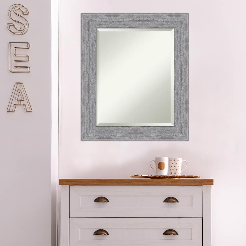 Beveled Wall Mirror - Bark Rustic Char Frame