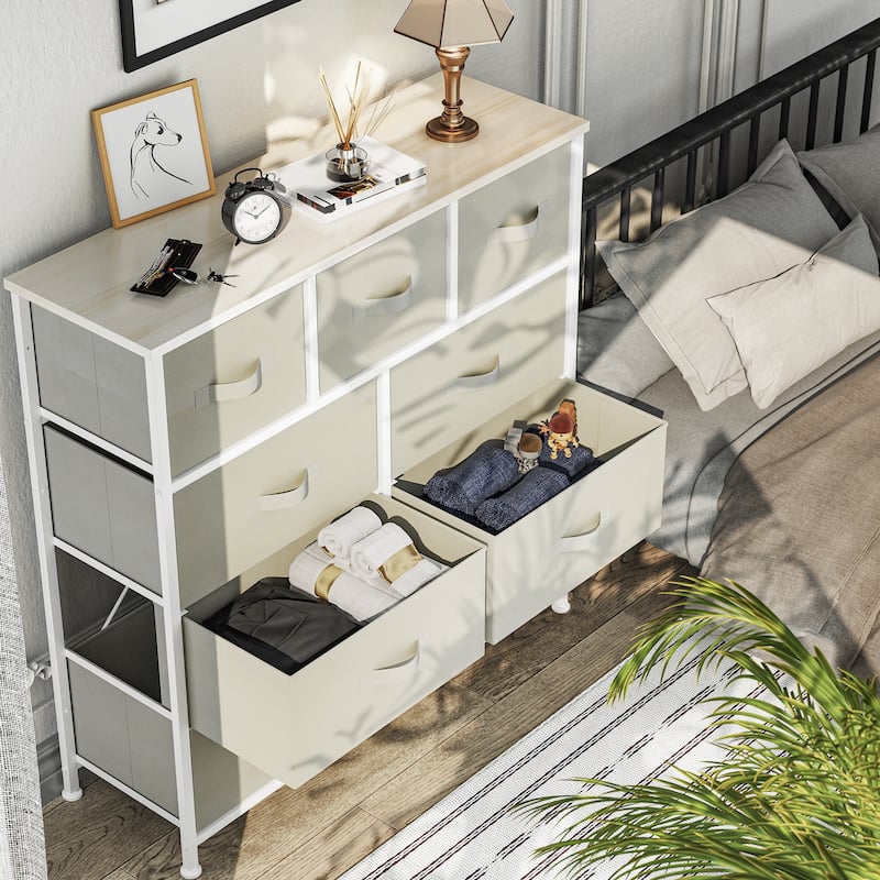 Modern Wide Dresser Storage Tower - Off White