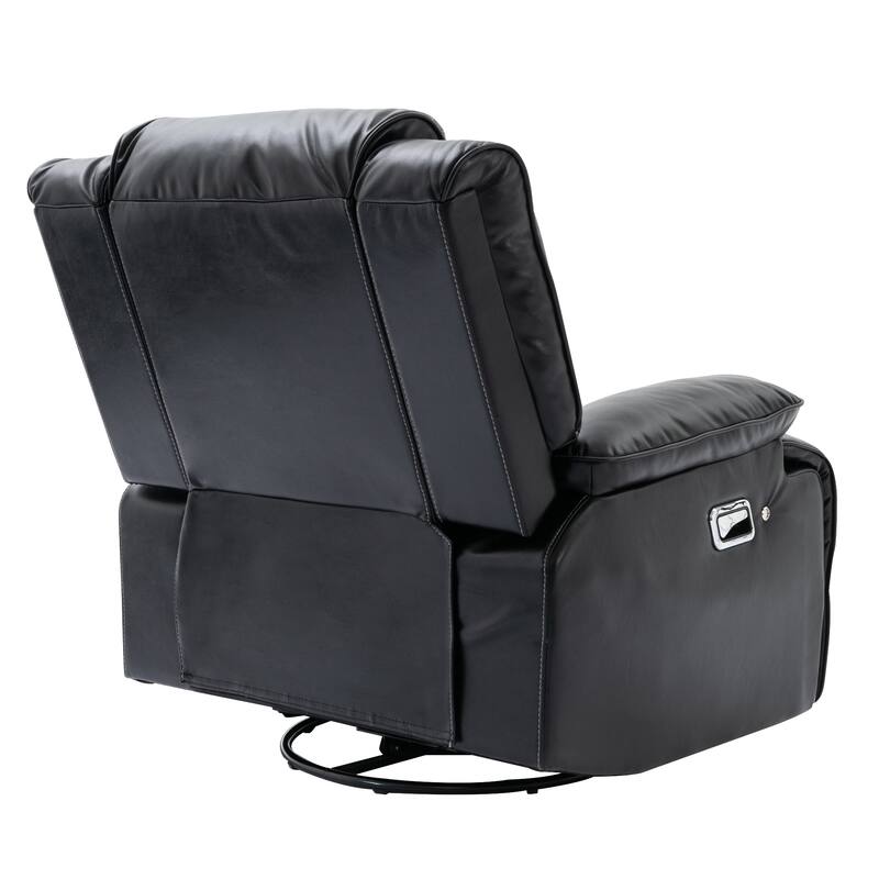 360° Swivel and Rocking Home Theater Recliner Manual Recliner Chair with a LED Light Strip for Living Room,Bedroom, Black