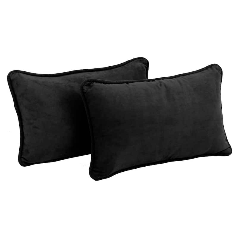 Porch & Den Blaze River Microsuede Lumbar Throw Pillows (Set of 2) - Black