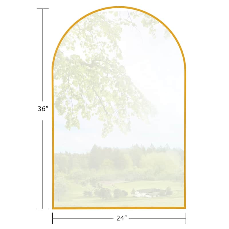 Arched-Top Metal Frame Wall Mirror Bathroom Mirror-36"H×24"W