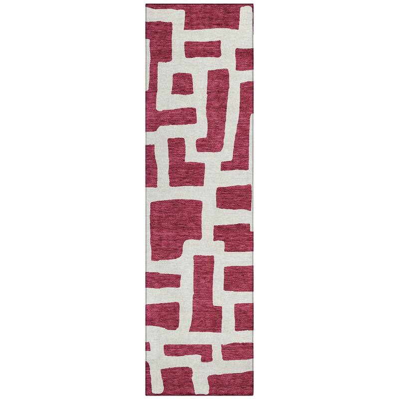 Machine Washable Indoor/ Outdoor Chantille Contemporary Geo Rug Bed