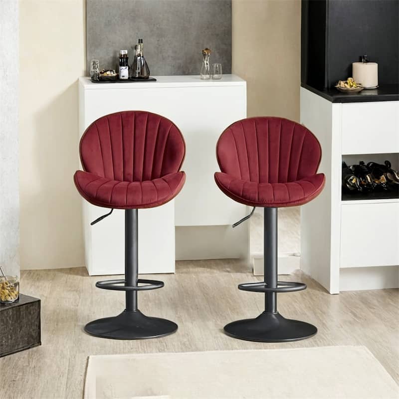 Bar Stools Set of 2,Adjustable Barstools with Back and Footrest