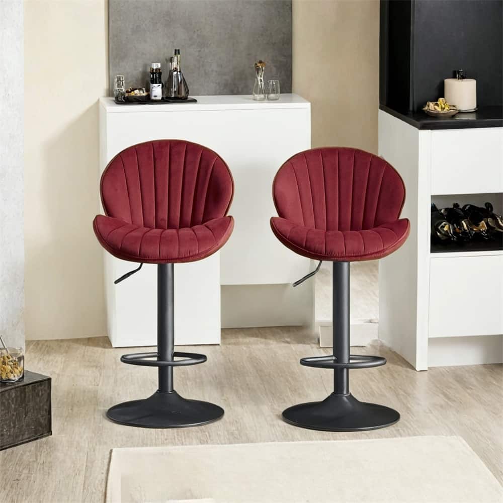 Bar Stools Set of 2,Adjustable Barstools with Back and Footrest