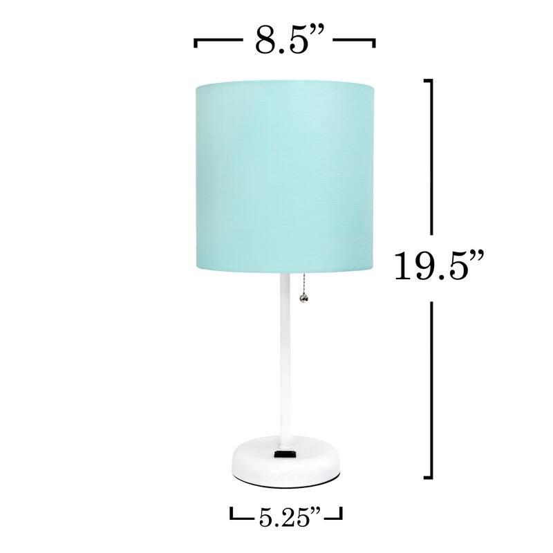 Stick Table Lamps with Drum Shade - 19.5" - White and Aqua Blue