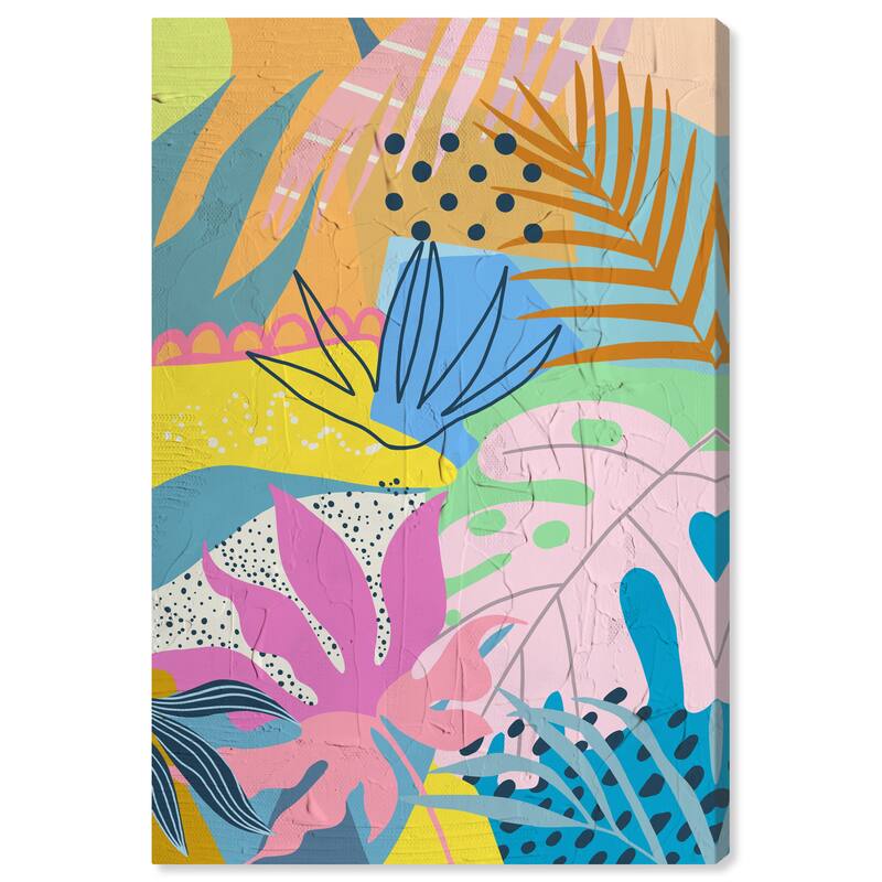 Wynwood Studio Canvas Floral and Botanical Abstract Floral Bash Pink and Mid-Century Modern Wall Art Canvas Print