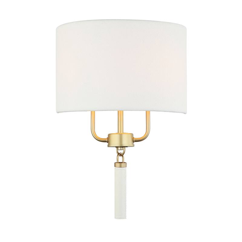 Varaluz Secret Agent 2-Light Sconce - Painted Gold/White Leather
