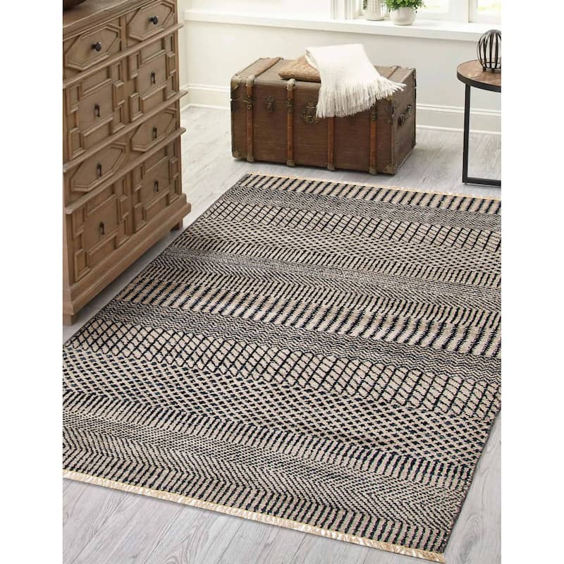 ECARPETGALLERY Hand-knotted Silk Shadow Grey Wool Rug - 3'11 x 6'3