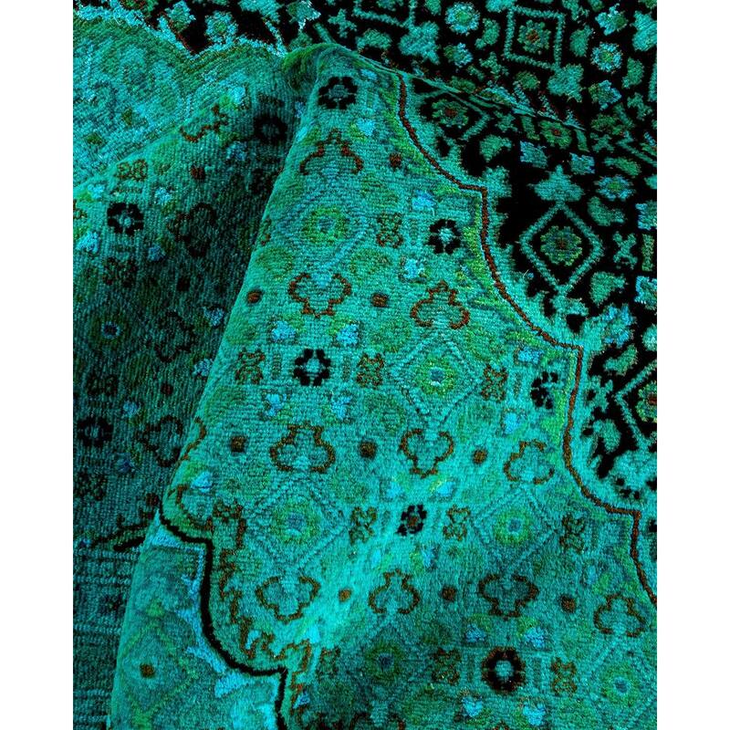 Overton Hand Knotted Wool Vintage Inspired Modern Contemporary Overdyed Blue Area Rug - 8' 0" x 10' 5"