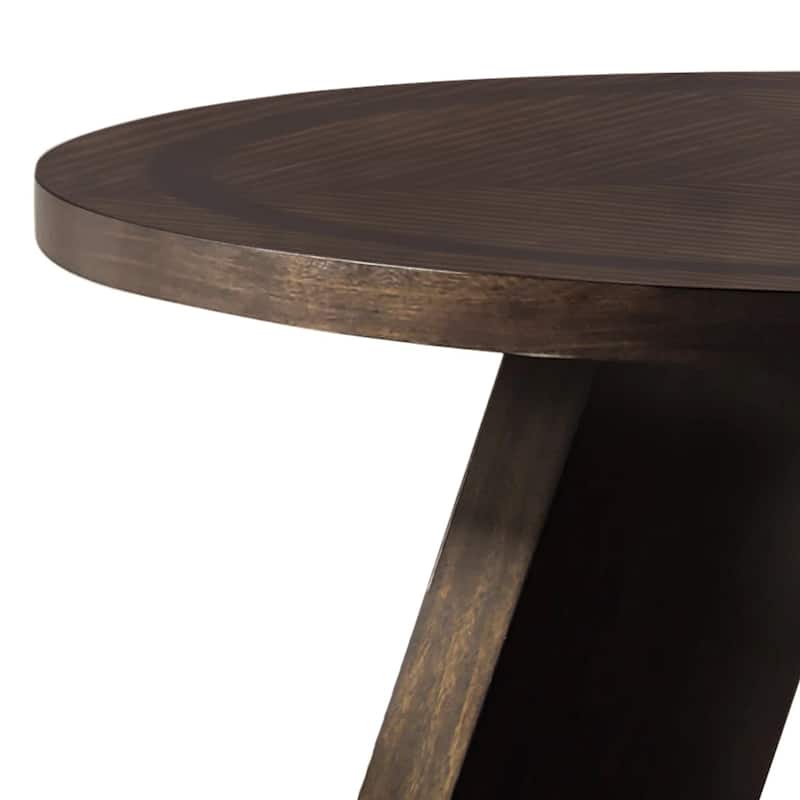 Hols Dining Table, 54 Inch Espresso Brown Wood Top, Angled Pedestal Legs - Espresso Brown