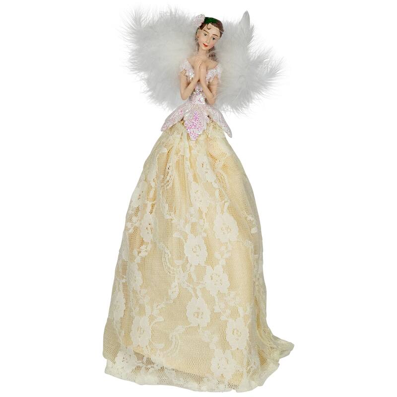10" Champagne and White Angel Christmas Tree Topper Unlit - 10
