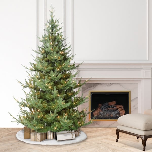 slide 2 of 7, Puleo International 6.5 ft. Pre-Lit Hillside Spruce Artificial Tree with 300 Warm White LED Lights Green